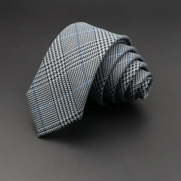 Mens Ties 6cm Classic Cotton Handmade Skinny Grey Plaid Neckties Striped Narrow Collar Slim Cashmere Casual Tie Accessories Gift - Image 3