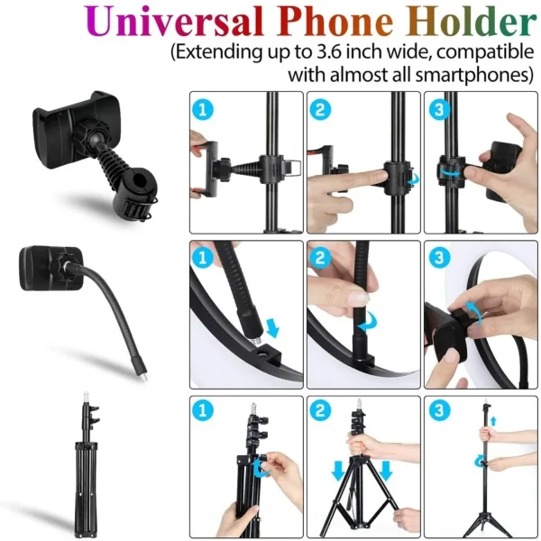 12in 30cm Selfie Ring Light RGB Tripod Phone Stand Holder Photography RingLight Circle Fill Light Led Color Lamp Trepied Makeup - Image 5