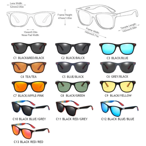 Hot Sale Polarized Sunglasses Men Women Classic Square Plastic Driving Sun Glasses Male Fashion Black Travelling Shades UV400 - Image 6