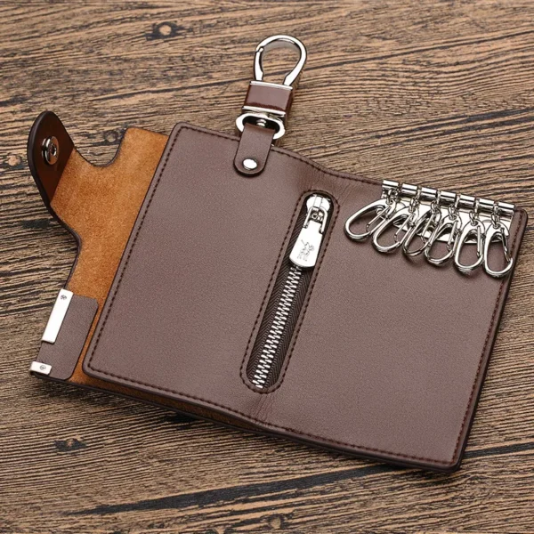 WILLIAMPOLO Fashion Cow Leather Pillow 6 Rings Key Holder Unisex Solid Wallet PL176112 - Image 5
