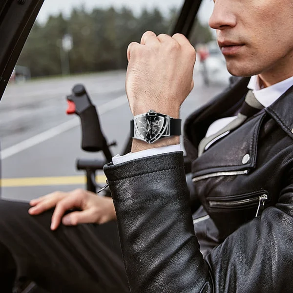 WINNER Sports Triangle Skeleton Automatic Men Watch Luminous Pointers Fashion Rubber Strap Luxury Military Mechanical Watches - Image 2