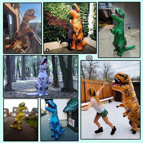 Adult Kids T-Rex Dinosaur Inflatable Costumes Purim Halloween Christmas Mascot Anime Party Cosplay Costume Dress Fancy Suits - Image 3