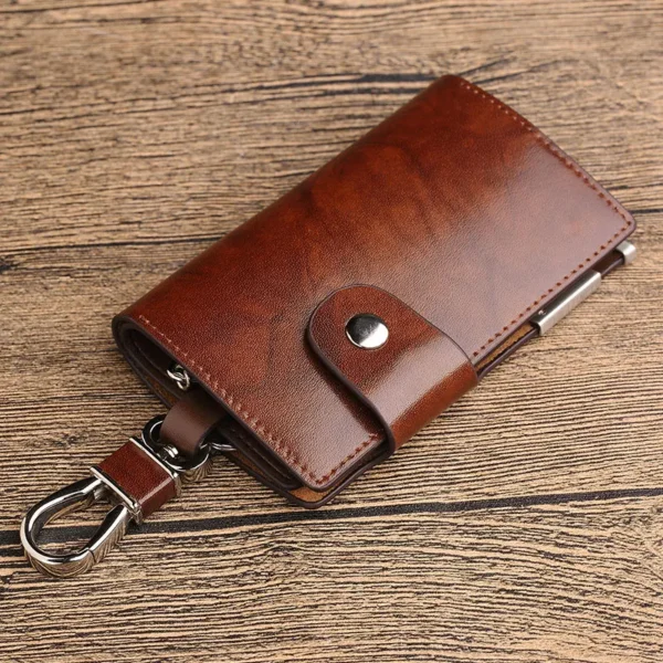 WILLIAMPOLO Fashion Cow Leather Pillow 6 Rings Key Holder Unisex Solid Wallet PL176112 - Image 3