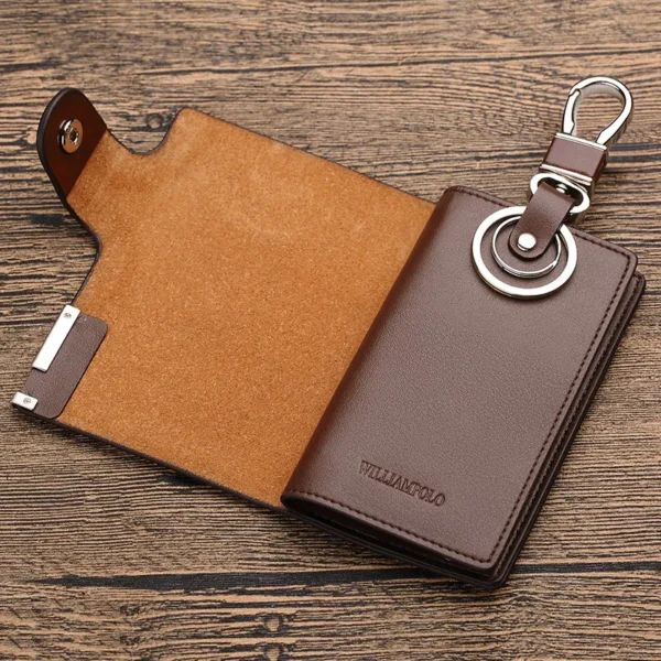 WILLIAMPOLO Fashion Cow Leather Pillow 6 Rings Key Holder Unisex Solid Wallet PL176112 - Image 4
