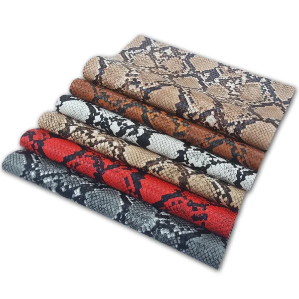 QIBU Multi Size Snake Synthetic Leather Sheets Faux Leather Fabric By The Yard Home Decoration Accessories DIY Hairbow Material - Image 3