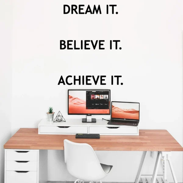 Inspiring Wall Sticker Dream Quote Motivation Frase Vinyl Stickers For Office Room Decor Wall Decals Poster Kids Room Wallpaper - Image 3