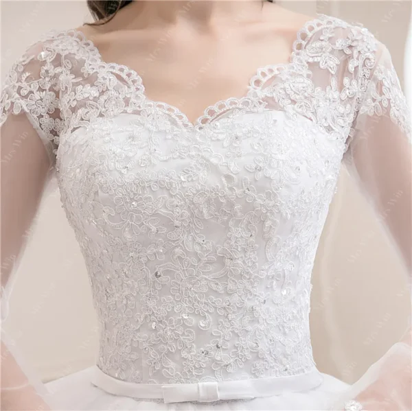 Best Selling 2024 Long Sleeve V Neck Lace Wedding Dress 2025 Vintage Bride Bridal Ball Gown Modest Wedding Dresses Customized - Image 4