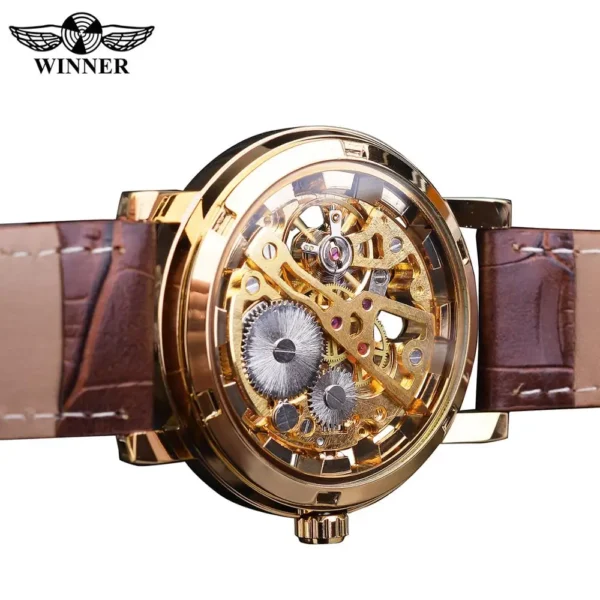 Winner Transparent Fashion Case Luxury Casual Design Leather Strap Mens Watches Top Brand Luxury Mechanical Skeleton Watch - Image 4
