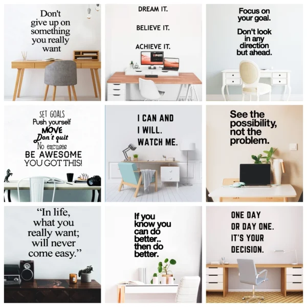 Inspiring Wall Sticker Dream Quote Motivation Frase Vinyl Stickers For Office Room Decor Wall Decals Poster Kids Room Wallpaper