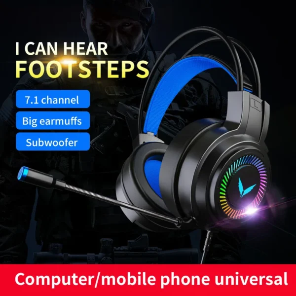 G58 G60 Gaming Headset 7.1 Stereo SVirtual Surround Bass Earphone Headphone with Mic LED Light for Computer PC Gamer Foldable