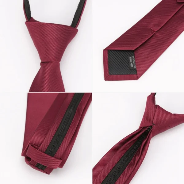 Men Necktie Zipper Lazy Tie Fashion Solid 6cm Ties Business for Man Gravatas Handkerchief Bowtie Mens Wedding Shirt Accessories - Image 5