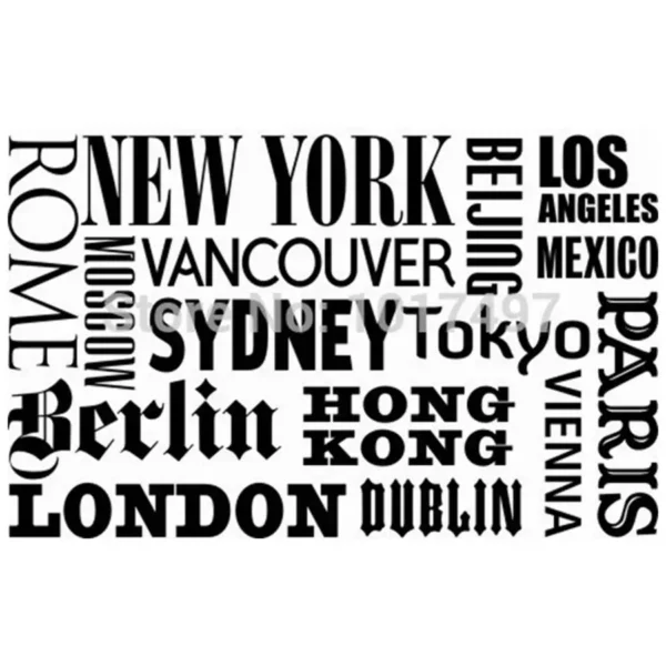 New York London Paris Quote wall sticker World City Names Vinyl wall decal art DIY home office decoration - Image 4
