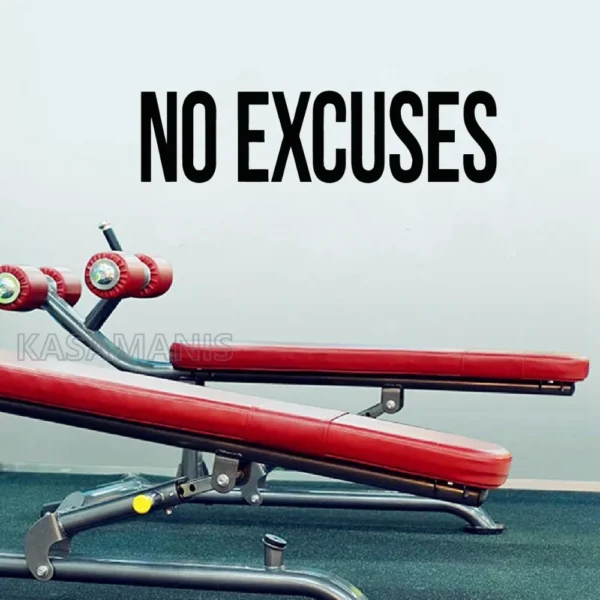 No Excuses Self Motivation Quote Vinyl Art Sticker Workout Fitness Sport Inspirational Words Wall Art Decal Gym Wall Decoration - Image 4