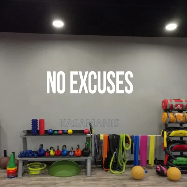 No Excuses Self Motivation Quote Vinyl Art Sticker Workout Fitness Sport Inspirational Words Wall Art Decal Gym Wall Decoration - Image 3