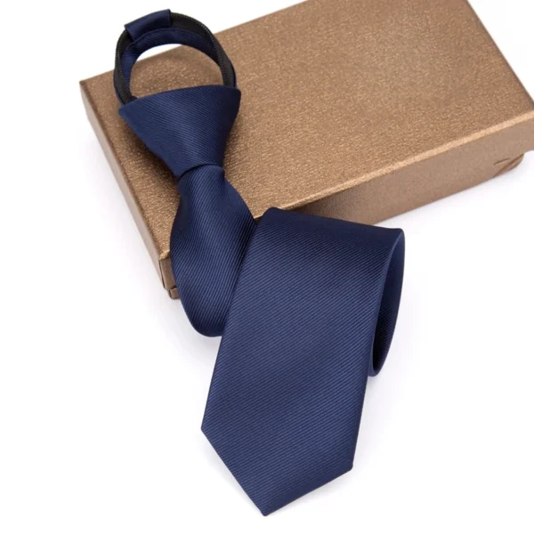 Men Necktie Zipper Lazy Tie Fashion Solid 6cm Ties Business for Man Gravatas Handkerchief Bowtie Mens Wedding Shirt Accessories - Image 6