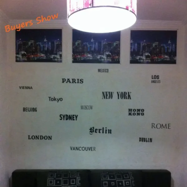 New York London Paris Quote wall sticker World City Names Vinyl wall decal art DIY home office decoration - Image 6