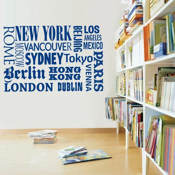 New York London Paris Quote wall sticker World City Names Vinyl wall decal art DIY home office decoration - Image 3