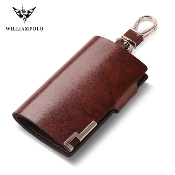 WILLIAMPOLO Fashion Cow Leather Pillow 6 Rings Key Holder Unisex Solid Wallet PL176112