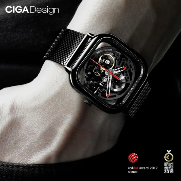 CIGA Design Anti-seismic Skeleton Automatic Watches for Men Women Full Hollow Mechanical Watches 316L Stainless Steel Wristwatch - Image 5