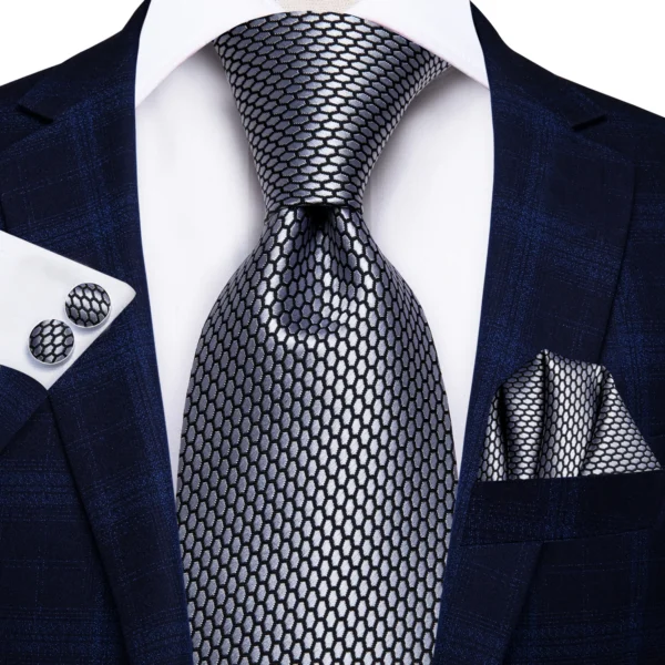 Hi-Tie Blue Business Solid 100% Silk Men's Tie NeckTie 8.5cm Ties for Men Formal Luxury Wedding High Quality Gravata - Image 4