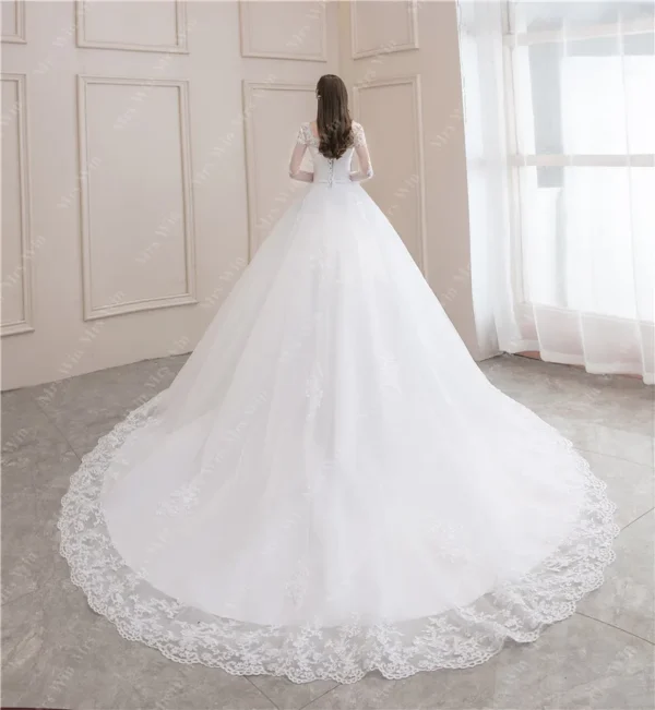 Best Selling 2024 Long Sleeve V Neck Lace Wedding Dress 2025 Vintage Bride Bridal Ball Gown Modest Wedding Dresses Customized - Image 6