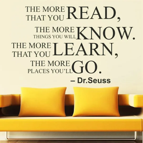 Dr Seuss Quote Motivational Wall Decal Office Vinyl Wall Sticker For Book Room Home Decor Read Learn Quotes Wall Decals W333 - Image 2