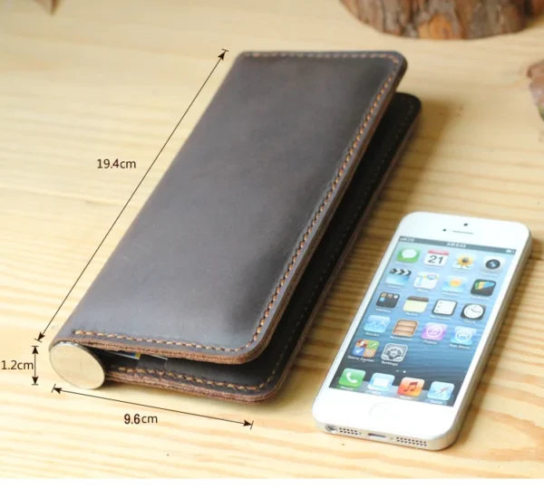 Handmade Vintage Crazy horse Genuine Leather Wallet men Leather long wallet clutch bag male purse money clips money bag - Image 2
