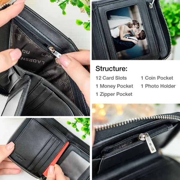 LAORENTOU Men Card Holders Coin Purse Genuine Leather Short Wallet Man Zipper Wallets Casual Standard Bussiness Wallets for Male - Image 6