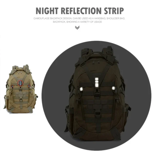40L Camping Backpack Men's Bag Travel Bags Tactical Molle Climbing Rucksack Hiking Outdoor Reflective Shoulder Fishing Bag - Image 2