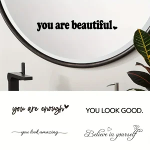 Mirror Vinyl Sticker Inspire Motivational Quote Decals Believe in yourself Stickers for Bedroom, Bathroom, Fitting Room Decor