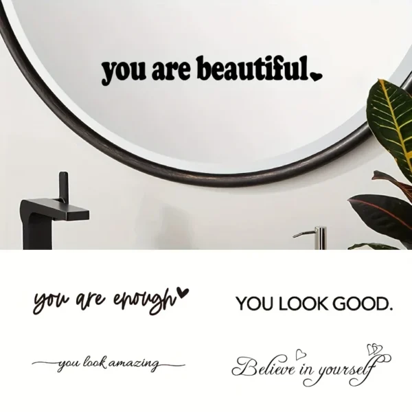 Mirror Vinyl Sticker Inspire Motivational Quote Decals Believe in yourself Stickers for Bedroom, Bathroom, Fitting Room Decor