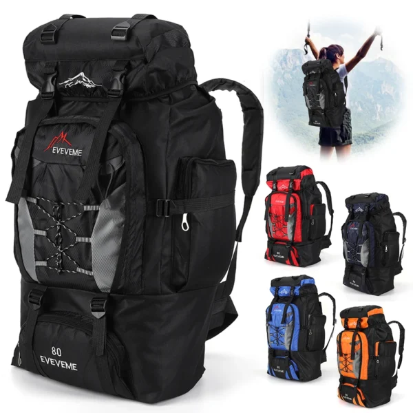 80L Outdoor Mountaineering Backpack Waterproof Sports Backpacks Travel Camping Hiking Storage Bag Climbing Hunting Fishing Bag