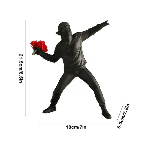Modern Art Resin Banksy Sculptures Flower Thrower Statue Home Desk Bomber Decoration Accessories Ornaments Collectible X5M6 - Image 6
