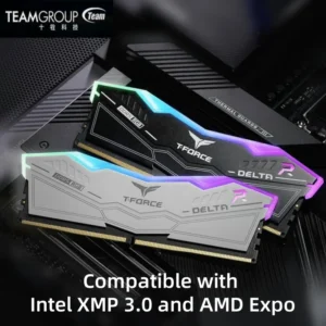 TEAMGROUP T-Force Delta RGB DDR5 Ram 32GB (2x16GB) 6000MHz CL30 Intel XMP 3.0 & AMD Expo Compatible Desktop Memory Module Ram