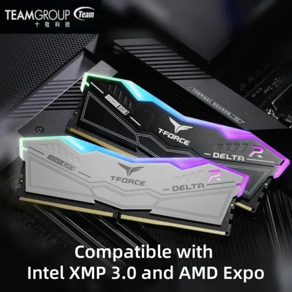 TEAMGROUP T-Force Delta RGB DDR5 Ram 32GB (2x16GB) 6000MHz CL30 Intel XMP 3.0 & AMD Expo Compatible Desktop Memory Module Ram