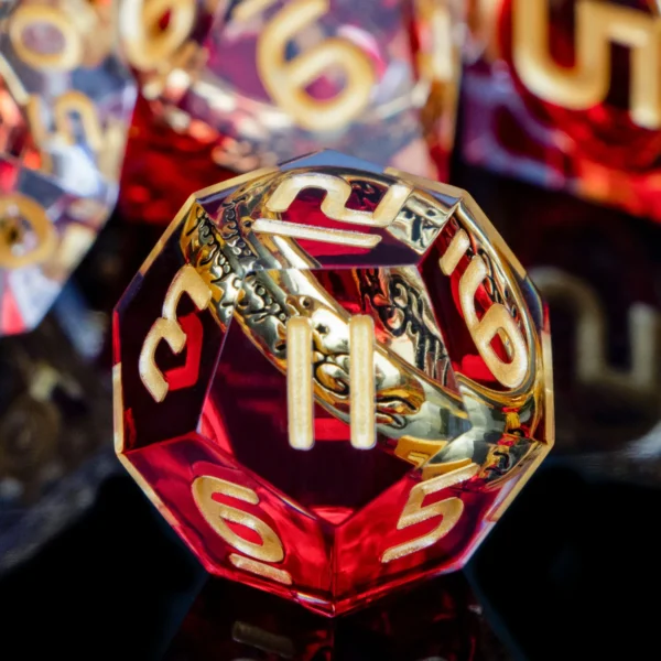 ORIFANTOU DND Red Rings & Liquid Flow Eye Sharp Edge Resin Dice Set D&D Dungeon and Dragon Handmade D20 D and D Polyhedral Dice - Image 3