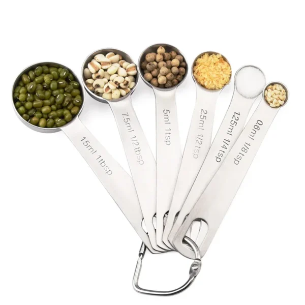 Multipurpose Food-grade Stainless Steel Measuring Spoon Coffee Powder Spice Measure Scoop 6pcs/set Kitchen Baking Tools JJA008 - Image 4