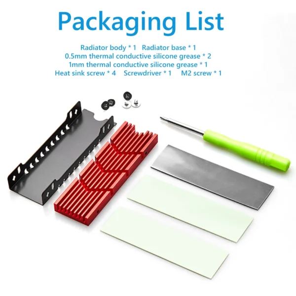 M.2 SSD NVMe Heat Sink heatsink M2 2280 SSD Hard Disk Aluminum Heat Sink with Silicone Thermal Pad for PC / PS5 PCIE 2280 SSD - Image 6