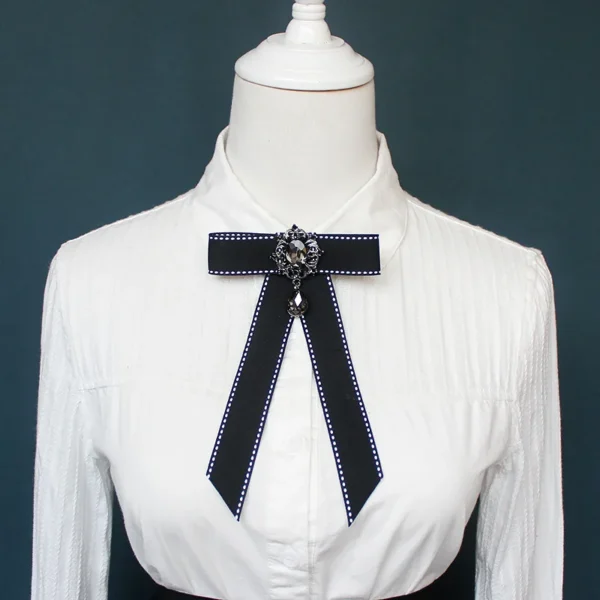 Bow tie female uniform bow tie Joker black and white ribbon bow tie - Image 2