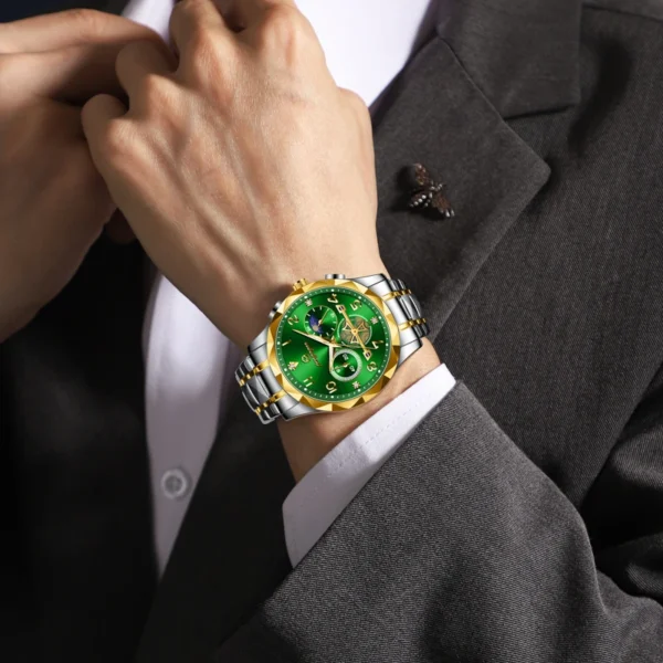 PENGAGAR Luxury Fashion Top Brand Men's Watches Stainless Steel Waterproof Luminous Timer Men Quartz Movement Watchs Clock Reloj - Image 2