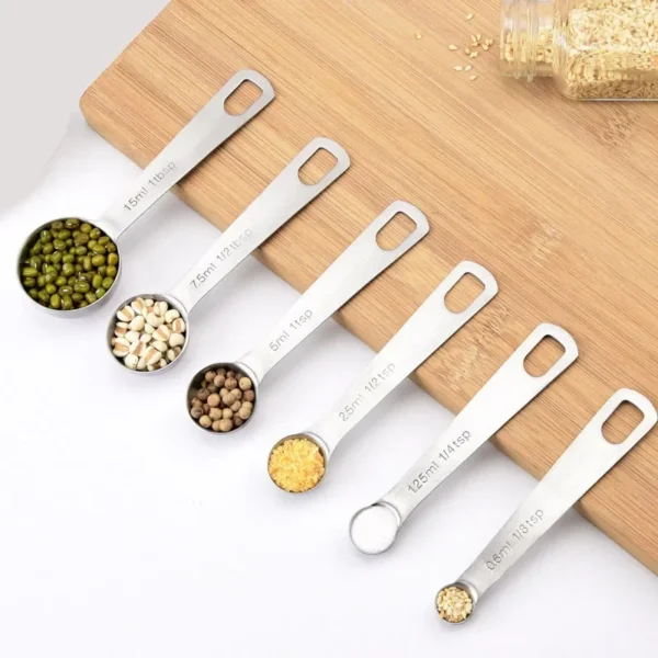 Multipurpose Food-grade Stainless Steel Measuring Spoon Coffee Powder Spice Measure Scoop 6pcs/set Kitchen Baking Tools JJA008 - Image 5