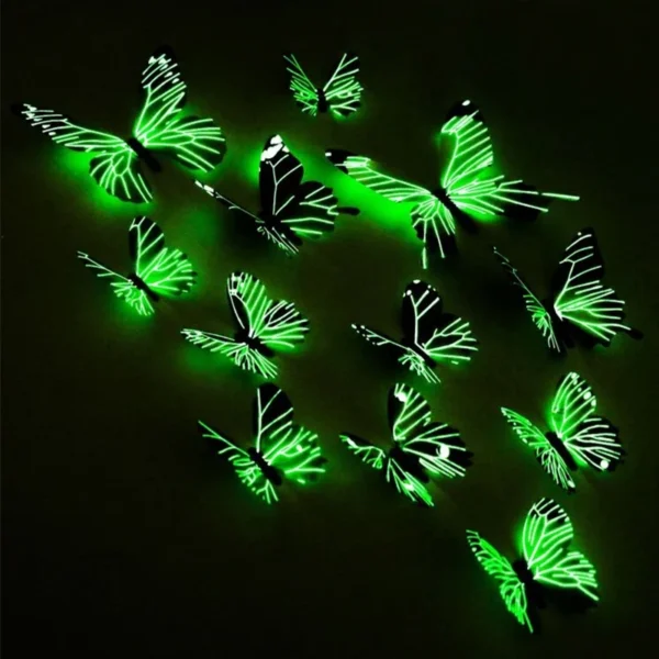 New 12Pcs Fashion 3D Luminous Butterfly Creative Wall Sticker For DIY Wall Stickers Modern Wall Art Home Decorations DIY Gift - Image 2
