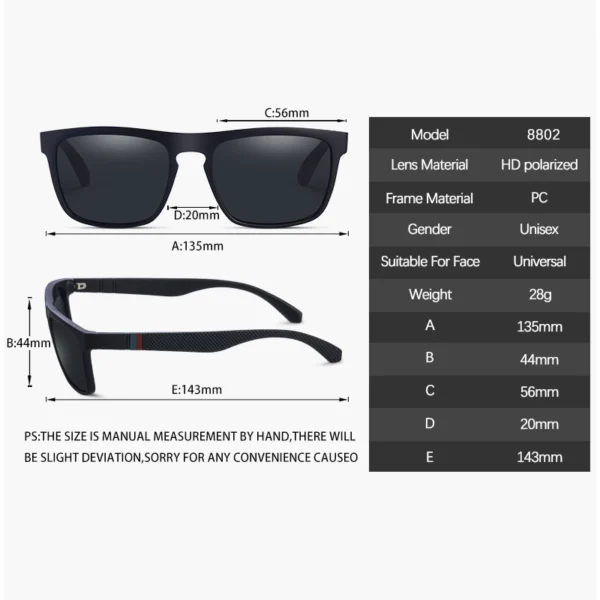 Fashion Square Vintage Polarized Sunglasses Men Women Retro Driving Fishing Sun Glasses UV400 Eyewear - Image 4