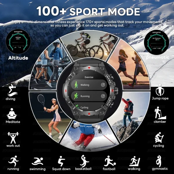 Military GPS Smart Watch Men AMOLED HD Screen Altitude Compass Heart Rate Sports Watch BT Calling IP68&10ATM Waterproof Watch - Image 5