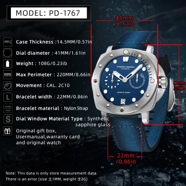 PAGANI Design New Men Automatic Mechanical Watches Diver Watch For Top Brand Luxury 200M Waterproof AR Sapphire Watch for Men - Image 6