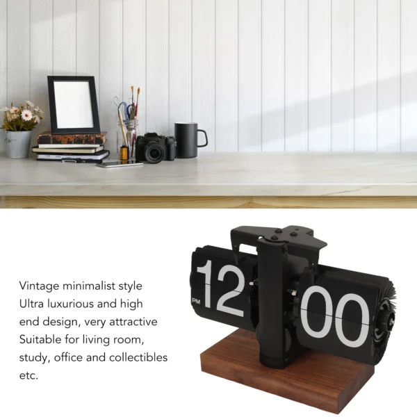 Digital Flip Down Clock Retro Automatic Turning Battery Operated Mechanical Clock for Home Room Office Decoration - Image 3