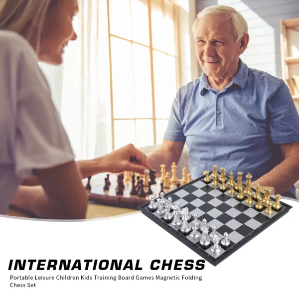Gold Silver Travel Chess Board Game Sets Folding Chess Board Set Portable Chess Set Board Game Plastic for Children Adult Party - Image 2