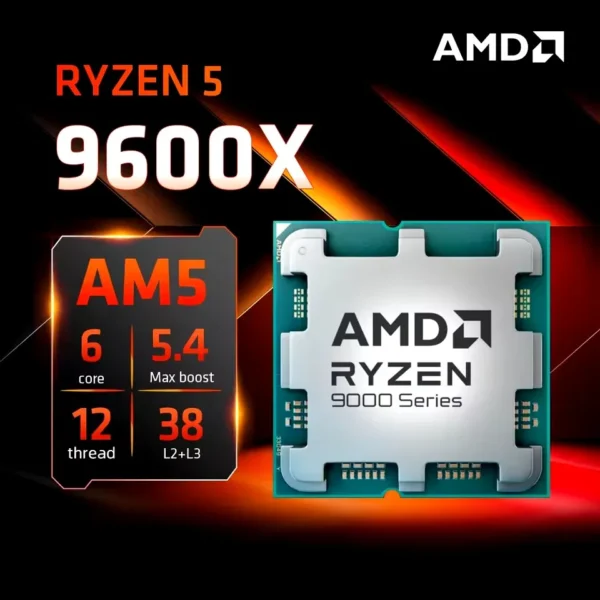 Original Boxed Ryzen 5 9600X CPU R5 9600X Processor for B650 X670E X870 up to 5.4GHz 6-Core 12-Thread Socket AM5 9000 Series - Image 2