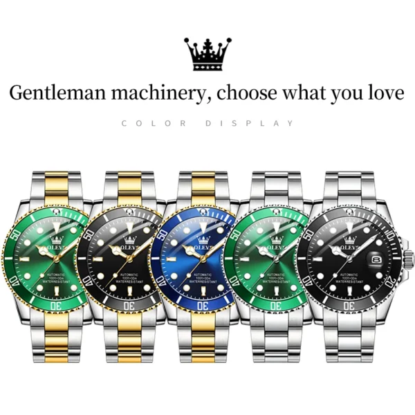 OLEVS 6650 Men Watch Classic Original Automatic Mechanical Watch For Man Zircon Scale Waterproof Luminous Stainless Steel Reloj - Image 6