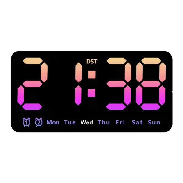 Voice Control Wall Clock Large LED Alarm Clock with Temperature Date Week DST Snooze Dual Alarm Desktop Clock Home Decoration - Image 6